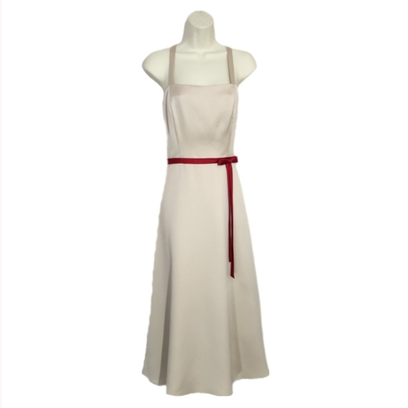 Forever Yours Dress Vintage 90s with Bow Cream Size 8 - Picture 1 of 12